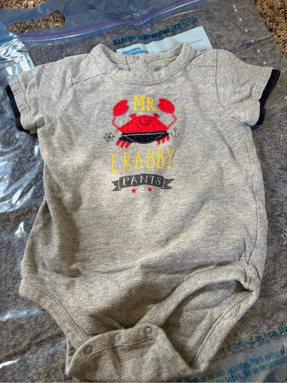 GAP Gray Bodysuit with Red Crab and Yellow Lettering